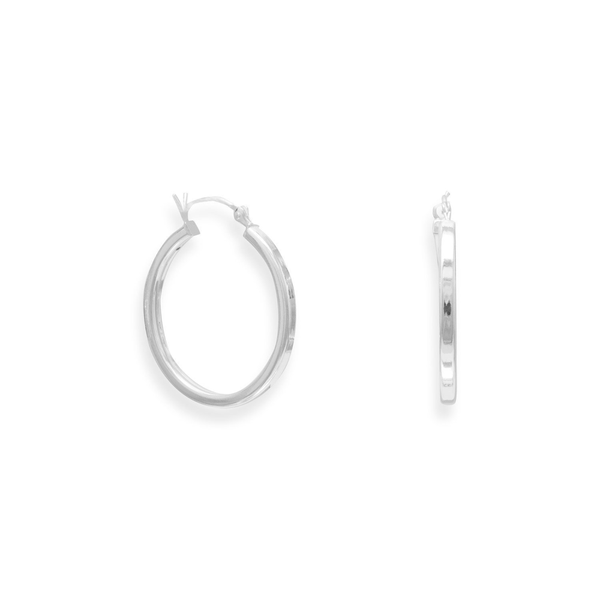 2mm x 24mm Square Tube Hoop Earrings