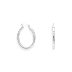 2mm x 24mm Square Tube Hoop Earrings