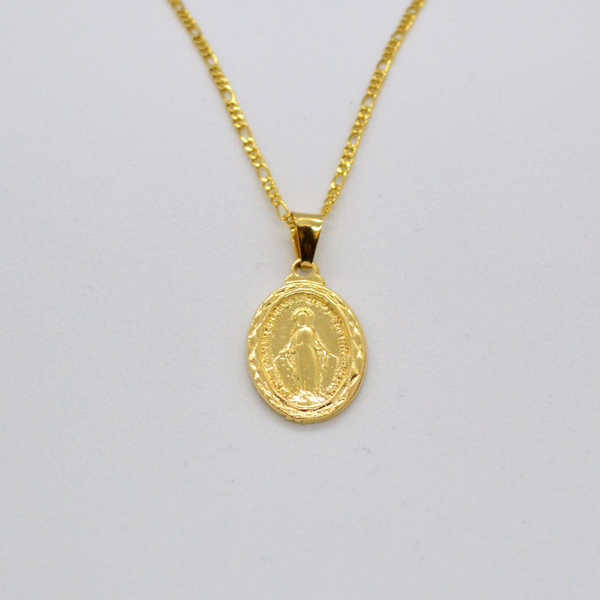 (1-2219-h8-1) Gold Overlay Guadalupe Pendant Necklace.