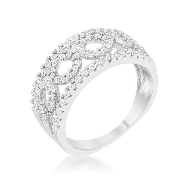 Geometric Rina 0.5ct CZ Rhodium Contemporary Band Ring
