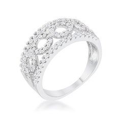 Geometric Rina 0.5ct CZ Rhodium Contemporary Band Ring