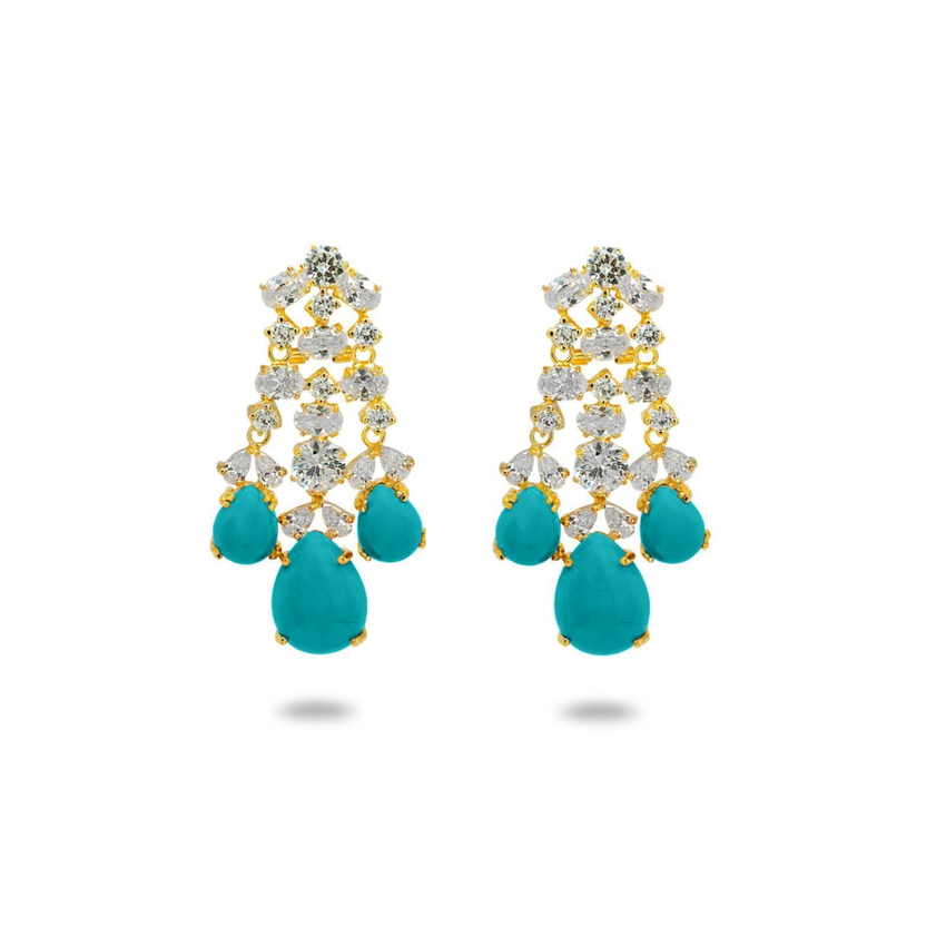 Canary Cubic Zirconia & Turquoise Chandelier Earrings