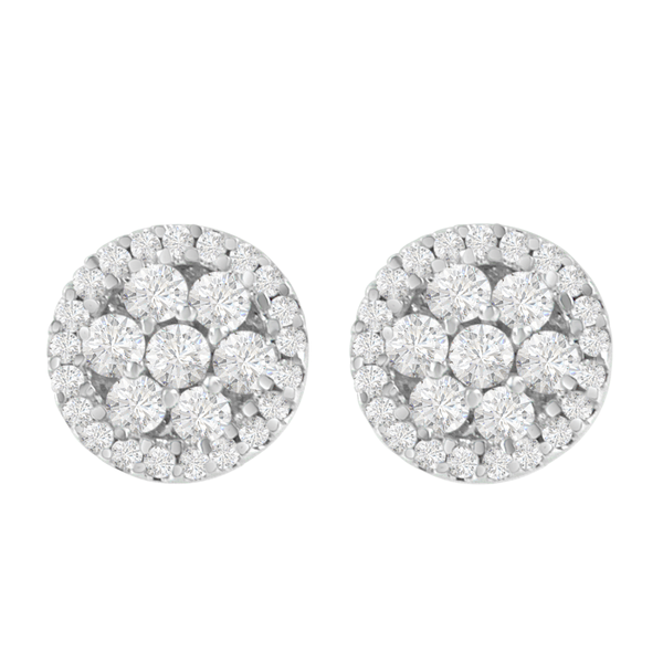 14k White Gold 1ct TDW Floral Cluster Diamond Stud Earrings (H-I, I1-I2)