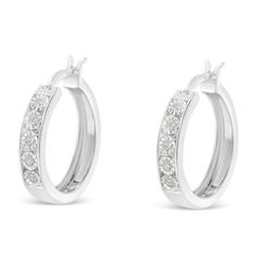 Sterling Silver 1/10ct TDW Rose cut Diamond Hoop Earrings (I-J, I3-Promo)