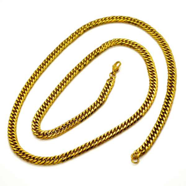 (4-3179-h9) Gold Plated Stainless Steel Double Cuban Link Chain, 30".