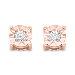10k Rose Gold-Plated Sterling Silver .20ct. TDW Round-Cut Diamond Stud Earrings (J-K, I2-I3)