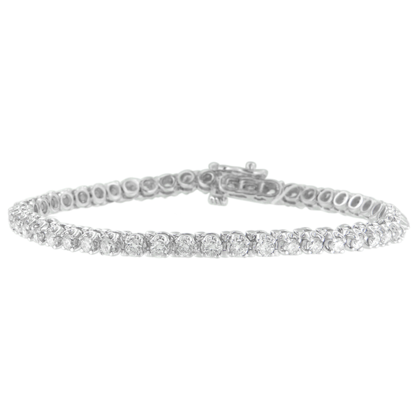 14K White Gold 3 CTTW Round Cut Diamond Tennis Bracelet (G-H, I1-I2)