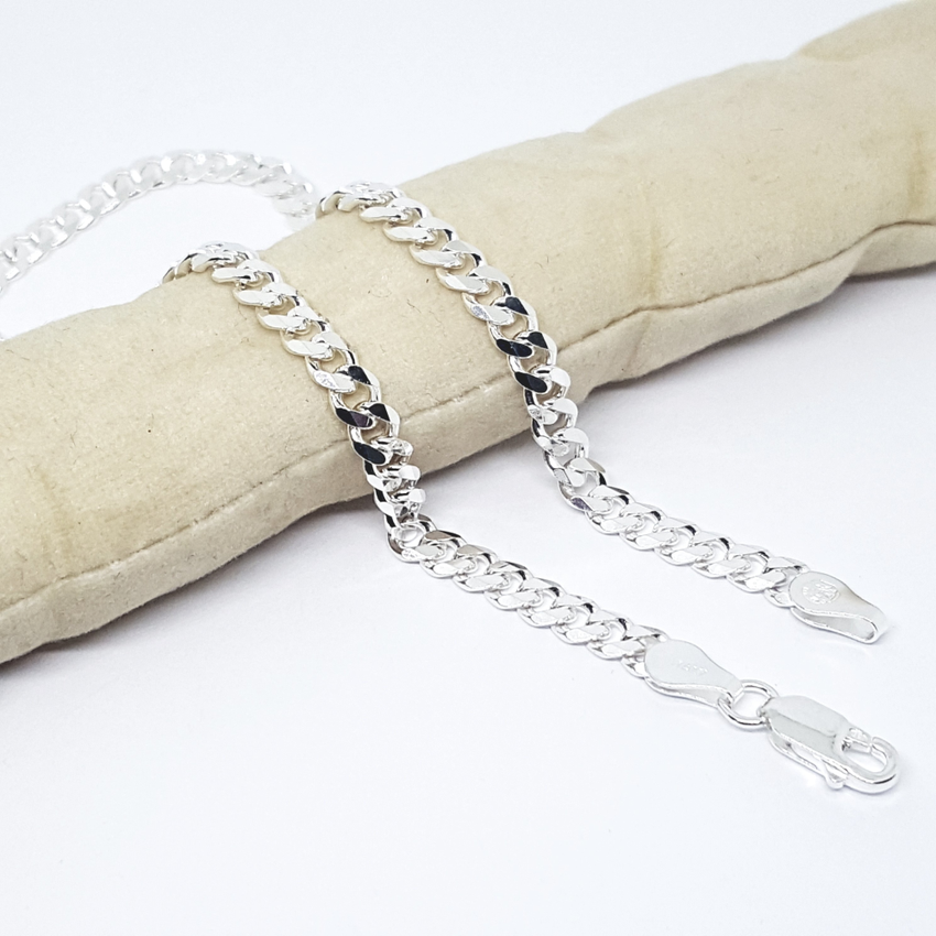 2-0109-h2 Sterling Silver Cuban Link Anklet, 5mm