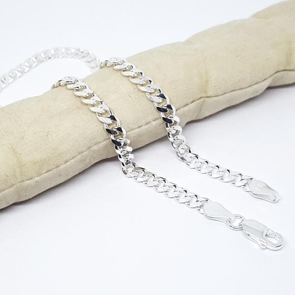 2-0109-h2 Sterling Silver Cuban Link Anklet, 5mm