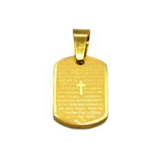 (4-2013-h9-2) Gold Plated Stainless Steel Padre Nuestro (Our Father) Pendant, 1".