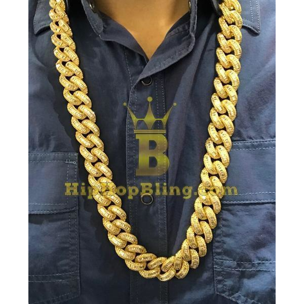 .925 Silver Gold Baguette CZ Bling Bling Chain