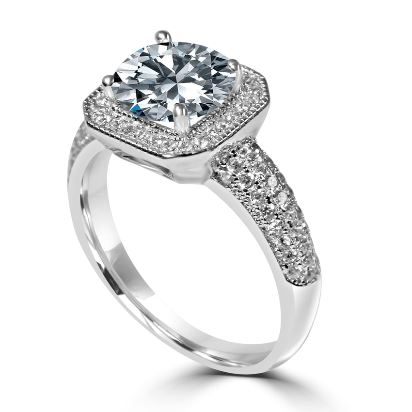 Zirconite 1.25ct (8mm) Round Halo Ring